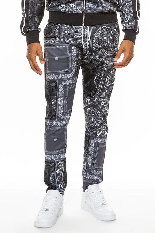 Mens Paisley Bandana Print Track Pants