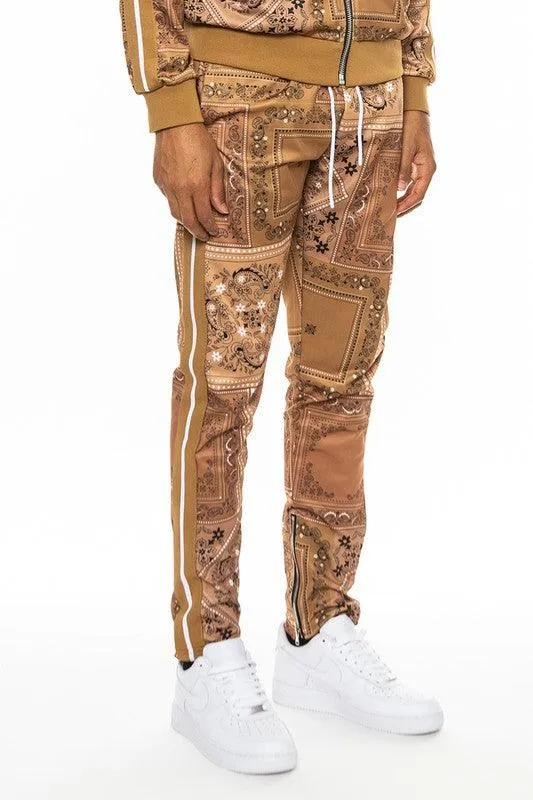 Mens Paisley Bandana Print Track Pants