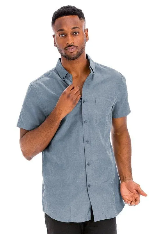 Mens Pink Casual Short Sleeve Solid Shirt