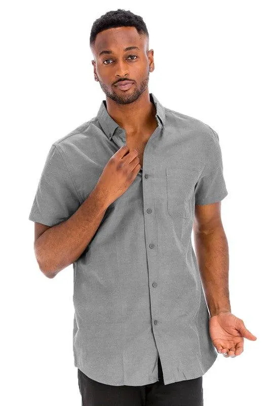 Mens Pink Casual Short Sleeve Solid Shirt