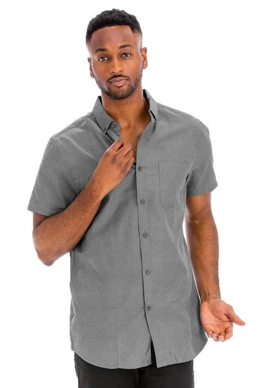 Mens Pink Casual Short Sleeve Solid Shirt