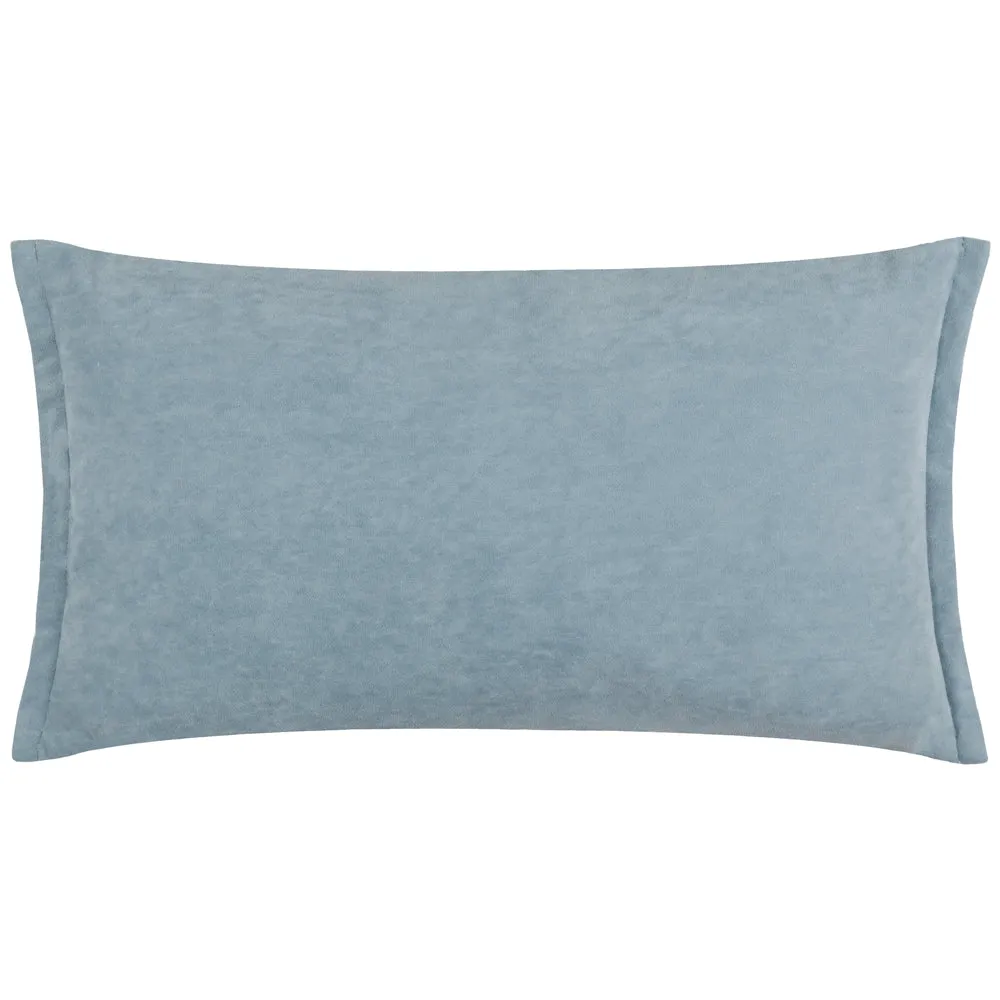Merton Rectangular Velvet Cushion Dusty Blue