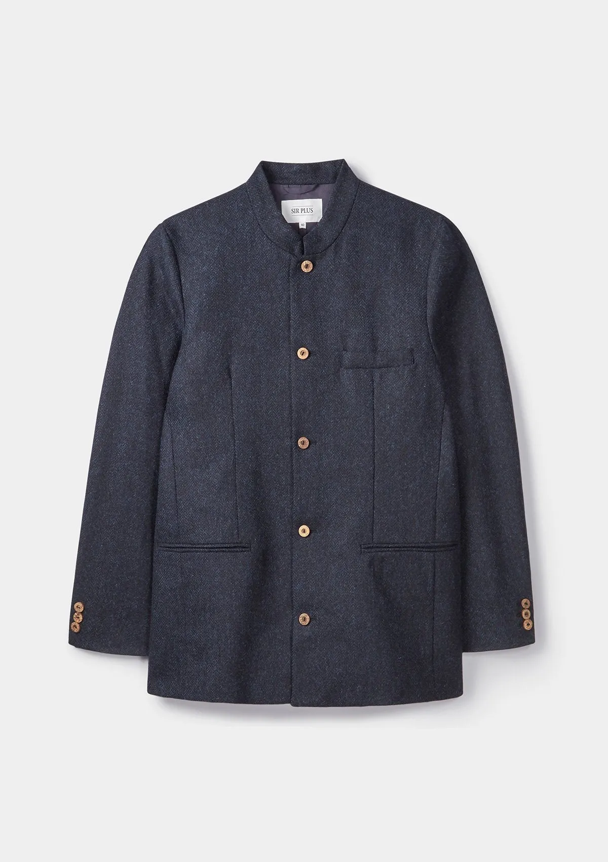 Midnight Herringbone Nehru Jacket