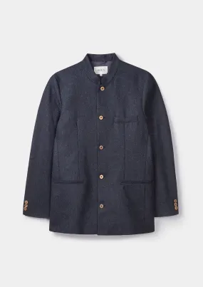 Midnight Herringbone Nehru Jacket