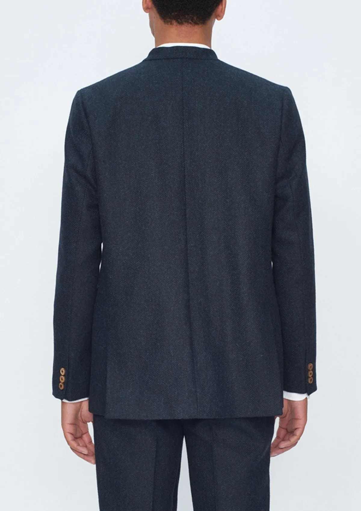 Midnight Herringbone Nehru Jacket
