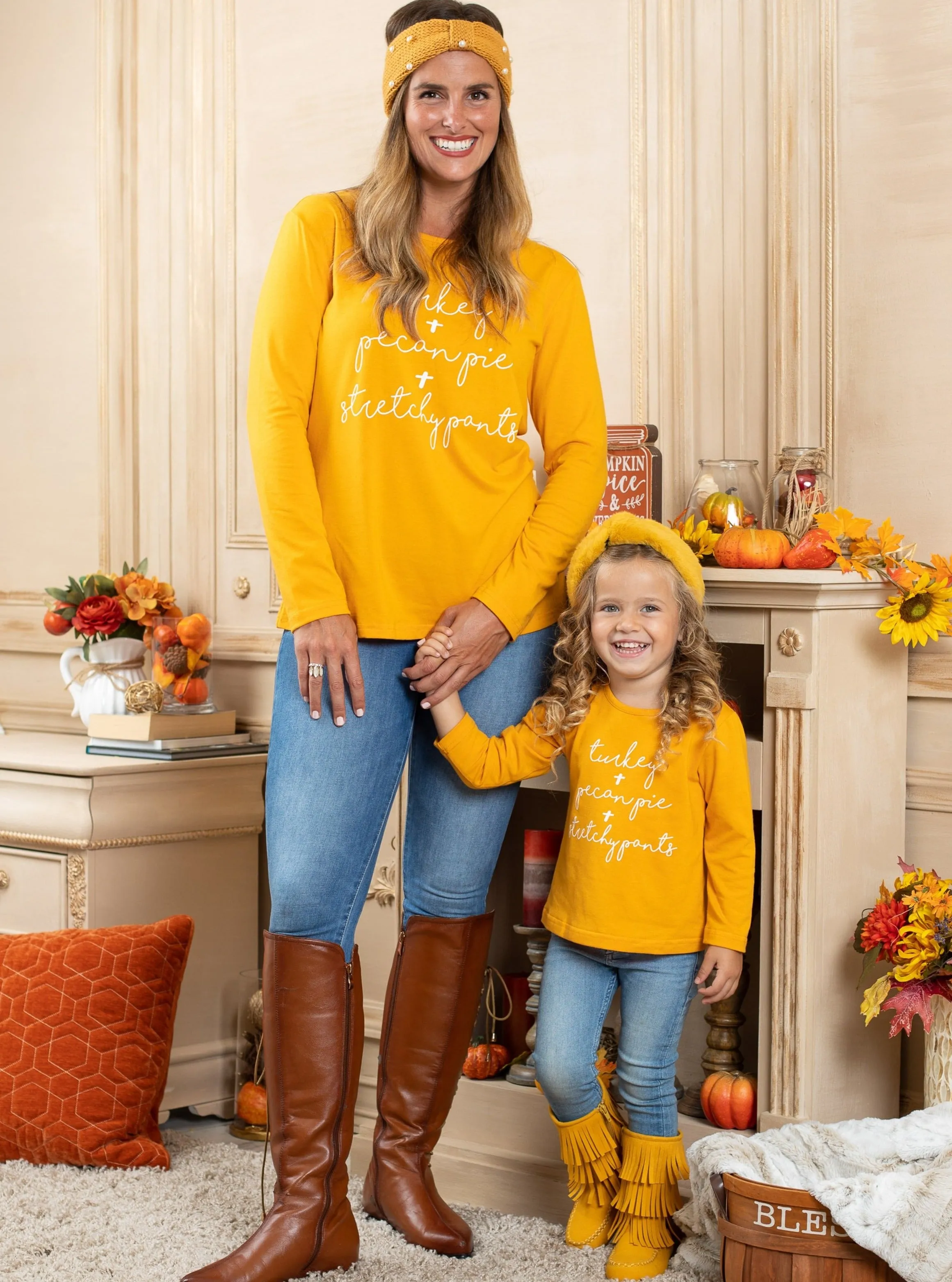 Mommy and Me Turkey   Pecan Pie   Stretchy Pants Top