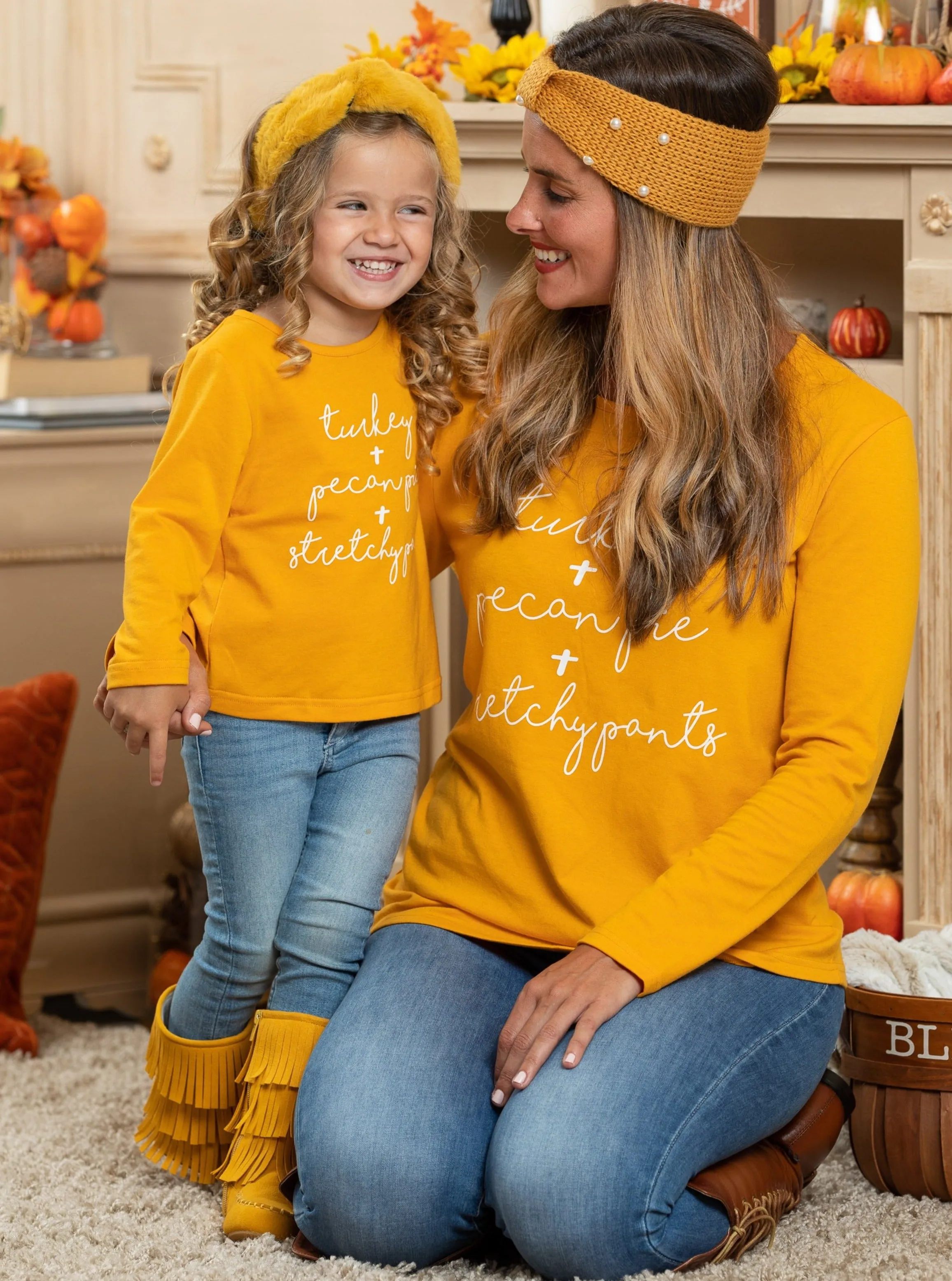 Mommy and Me Turkey   Pecan Pie   Stretchy Pants Top