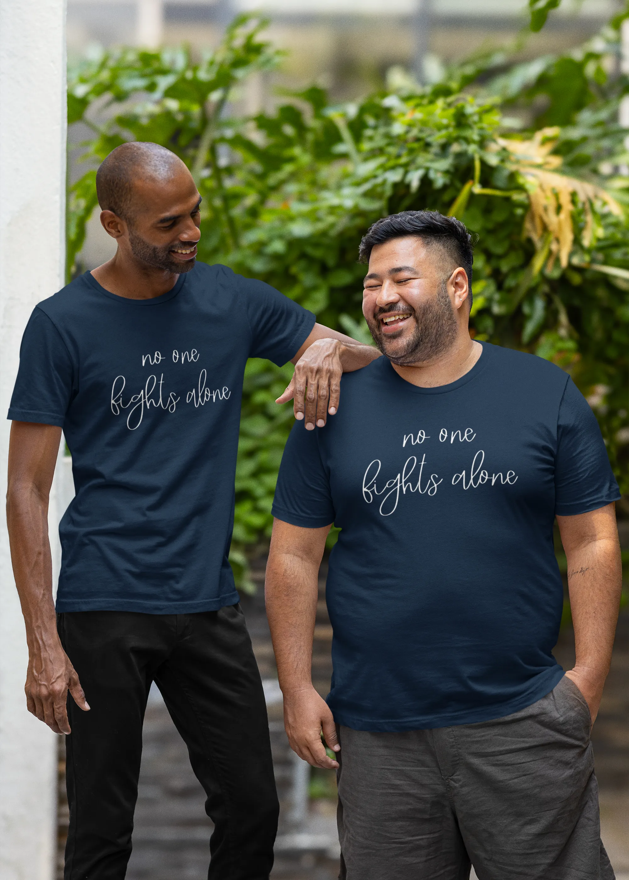 No One Fights Alone Matching Unisex T-Shirts Set in Navy Blue