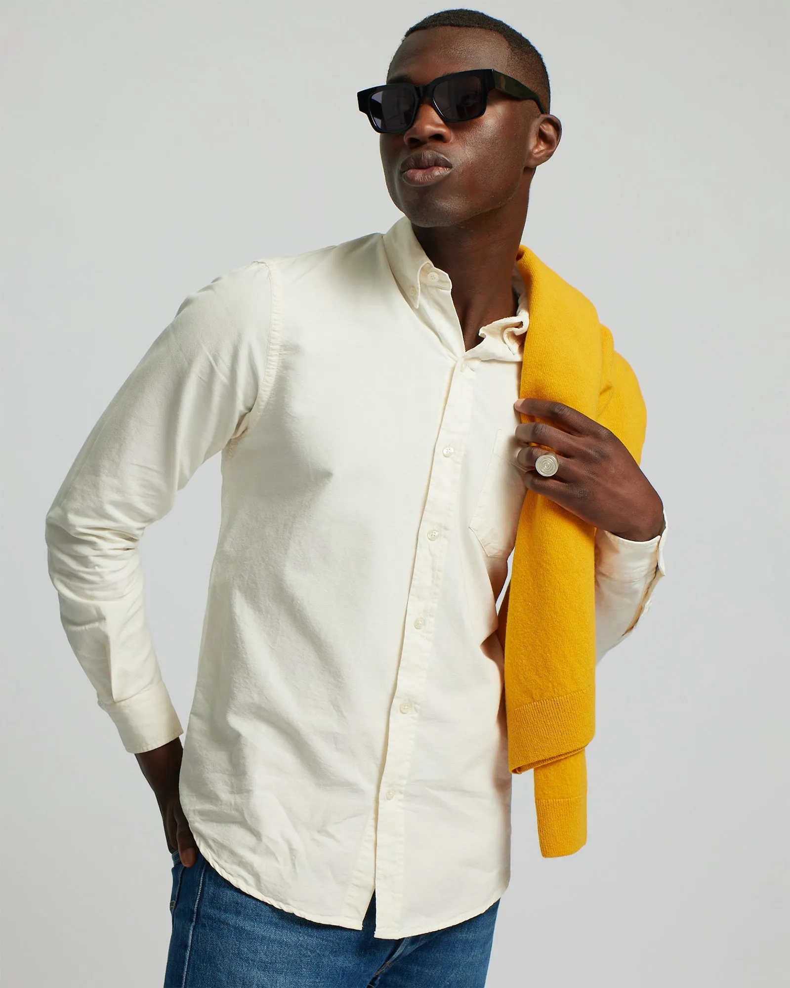 Organic Button Down Shirt - Navy Blue
