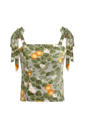 'Paige' Tie-straps Stretchy Printed Vest