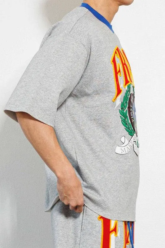 Pen & Brush Art Oversize Fleece Tee Heather Grey Shirt
