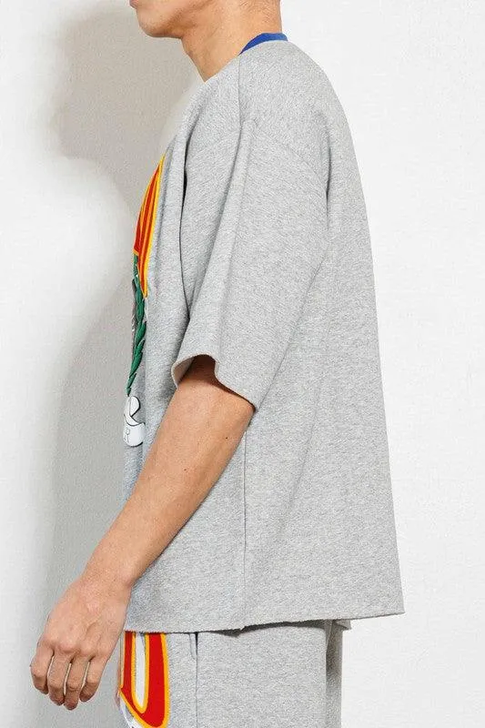 Pen & Brush Art Oversize Fleece Tee Heather Grey Shirt