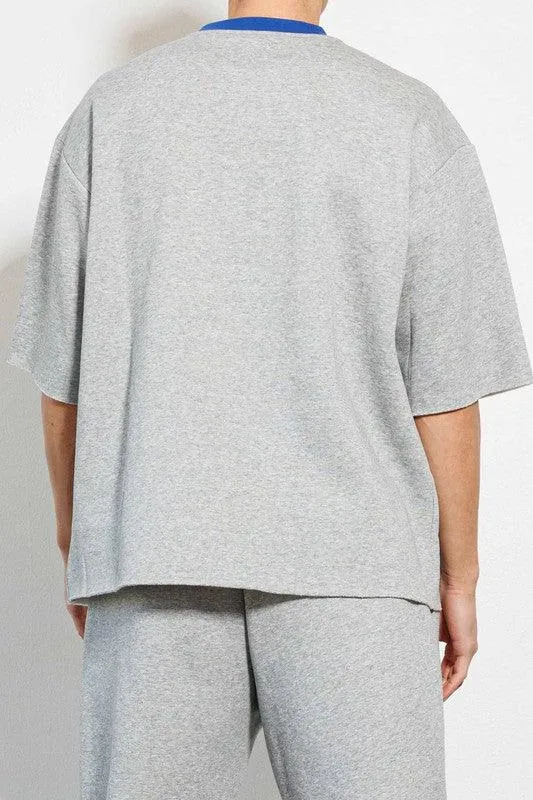 Pen & Brush Art Oversize Fleece Tee Heather Grey Shirt