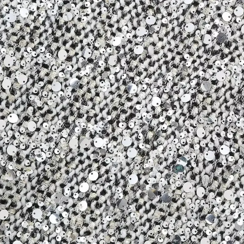 Platinum Dreams Tweed Sequin Pocketed Open Blazer