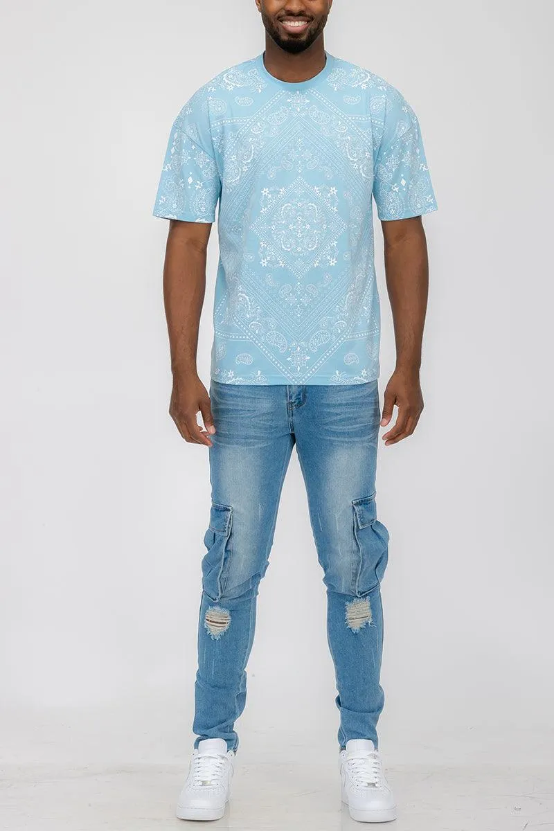 Powder Blue Bandana Print Tshirt