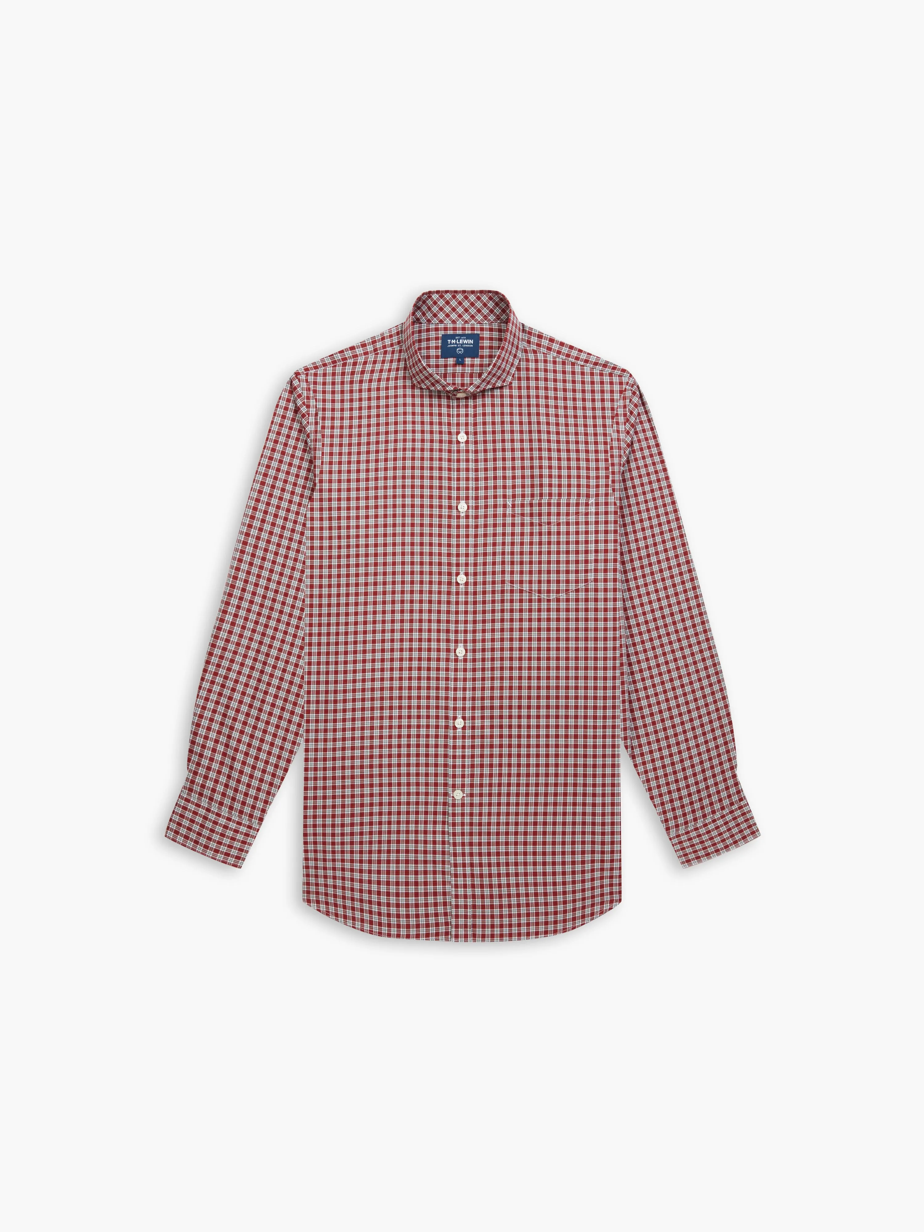 Prince of Wales Check Slim Fit Plum Shirt