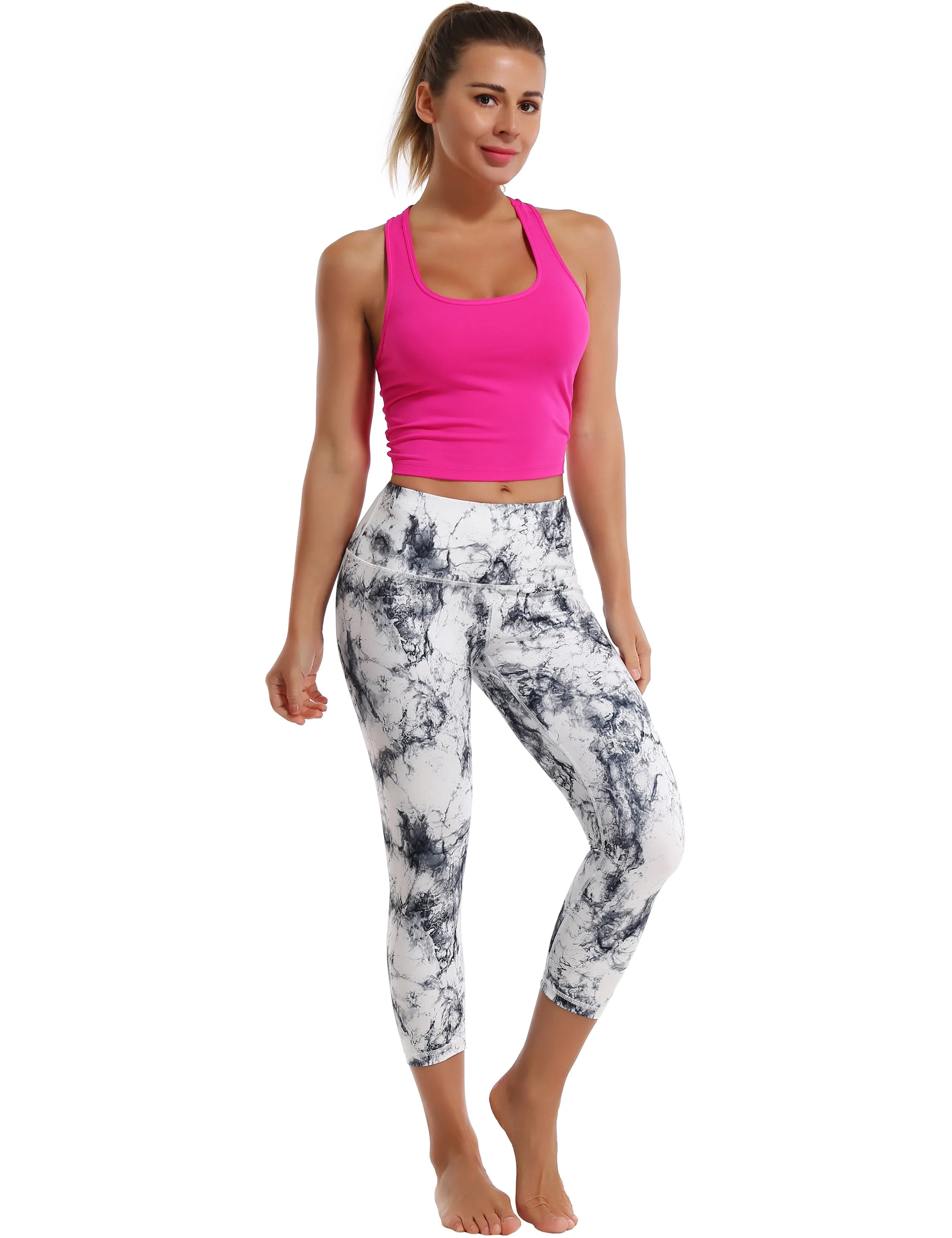 Racerback Athletic Crop Tank Tops magenta_Pilates