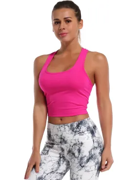Racerback Athletic Crop Tank Tops magenta_Pilates