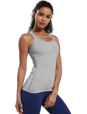 Racerback Athletic Tank Tops heathergray_Plus Size