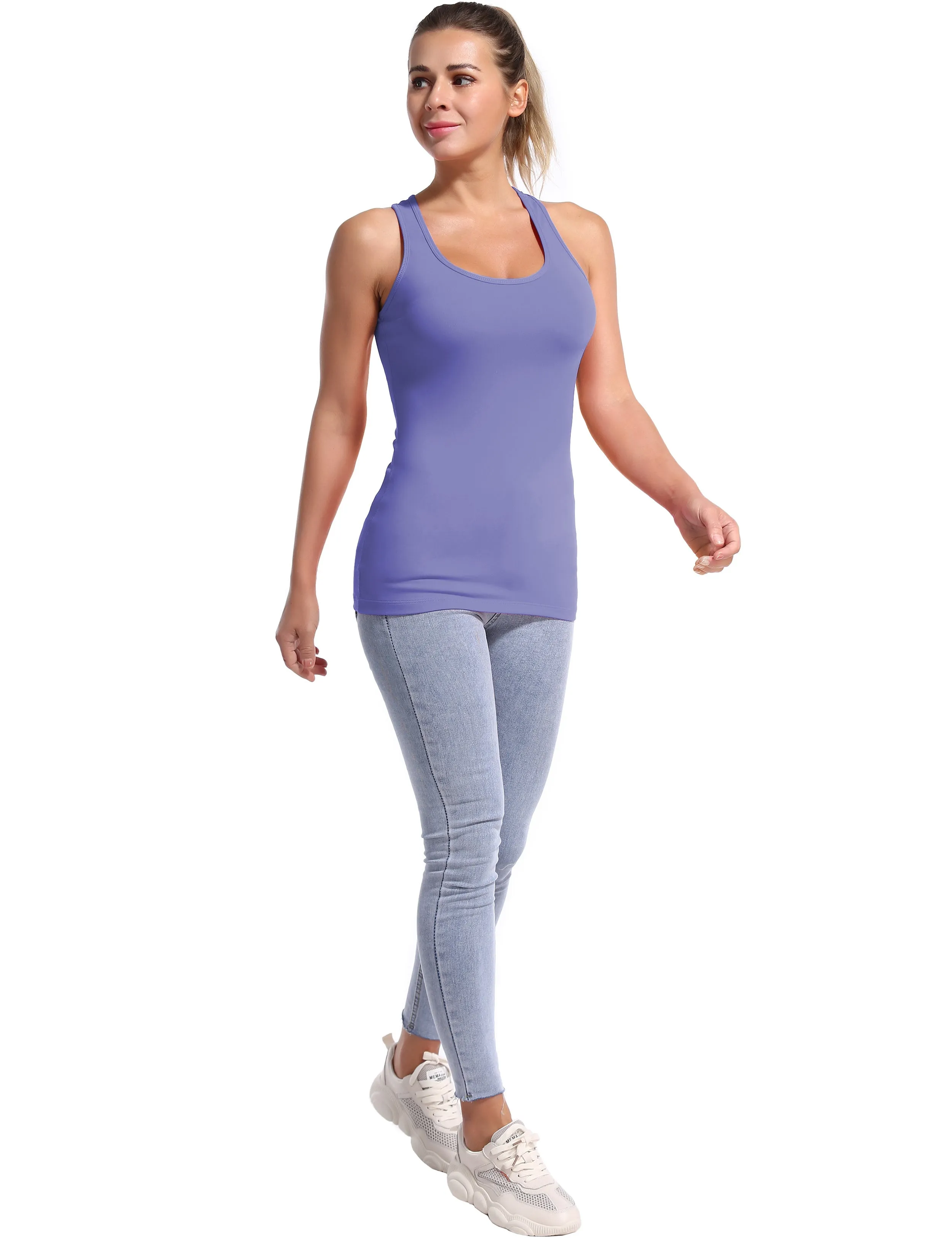 Racerback Athletic Tank Tops lavender_Plus Size