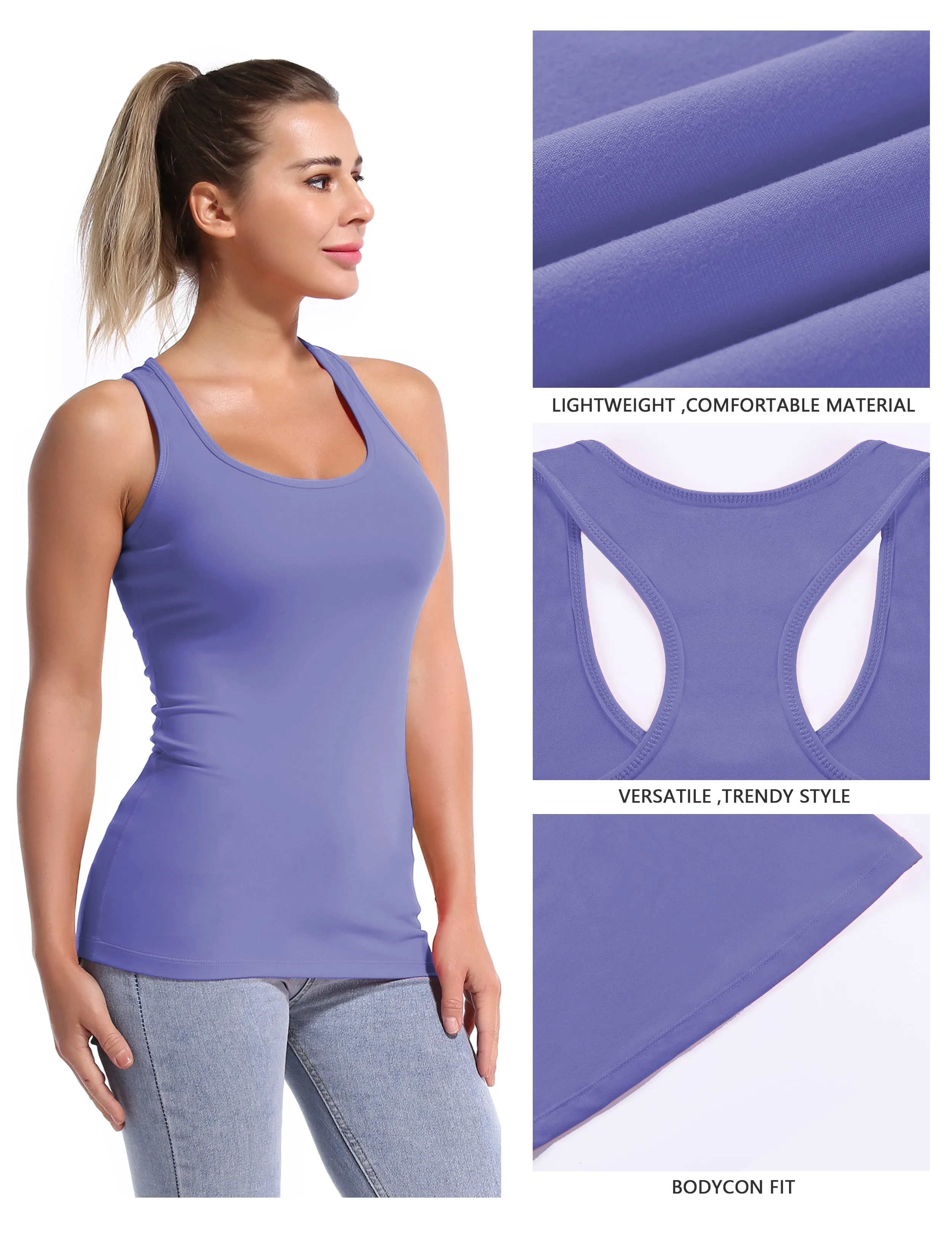 Racerback Athletic Tank Tops lavender_Plus Size