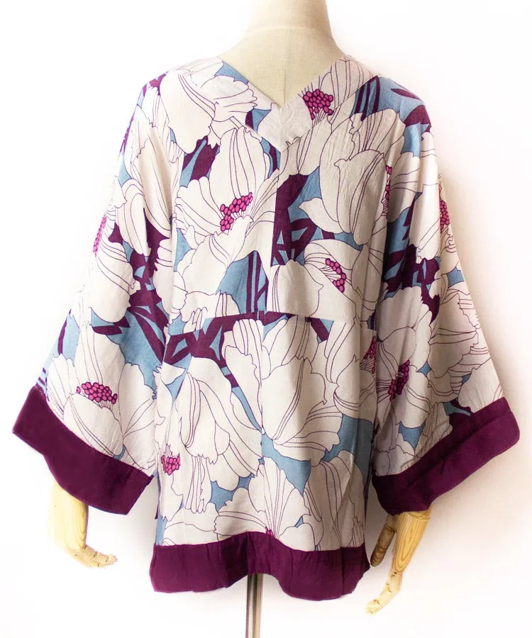 Red Floral Print Hakunarai Kimono Shirt