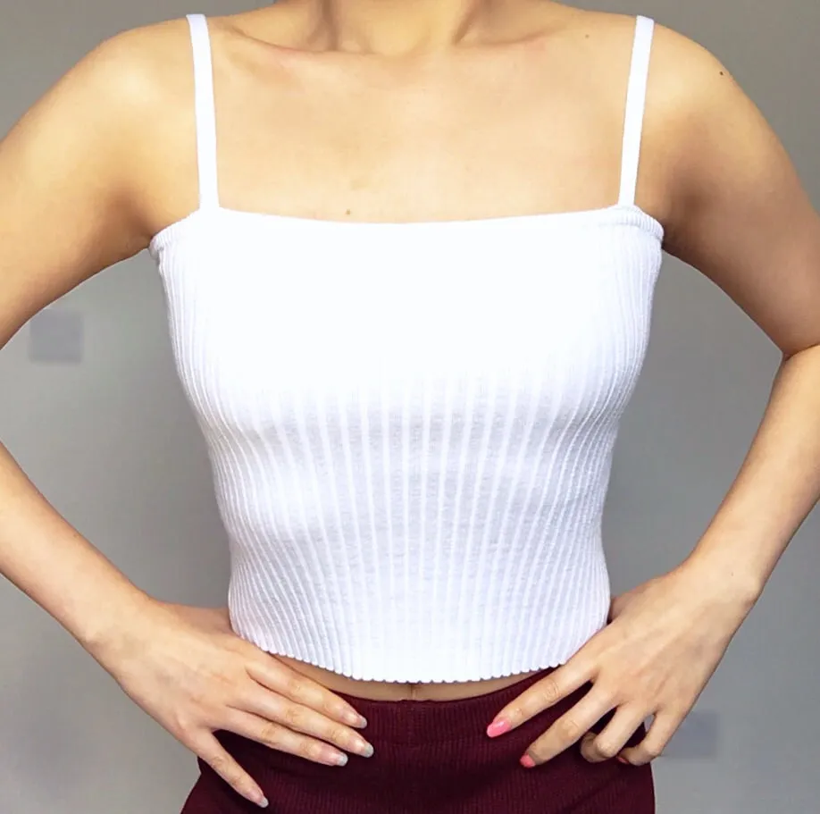 RIB KNIT STRETCHY VEST TOP