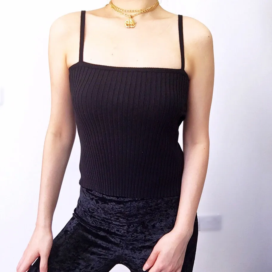 RIB KNIT STRETCHY VEST TOP