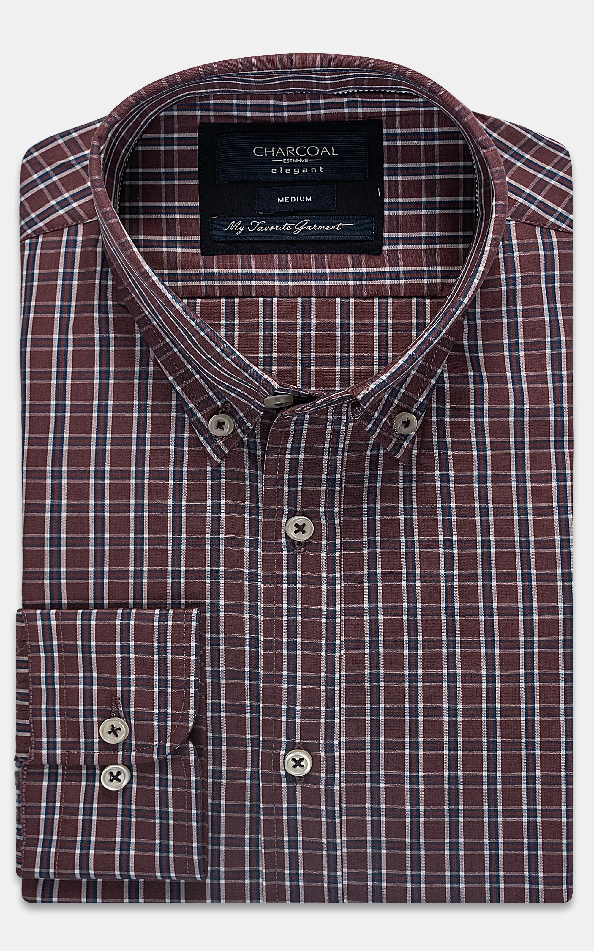 SEMI FORMAL SHIRT RUST NAVY