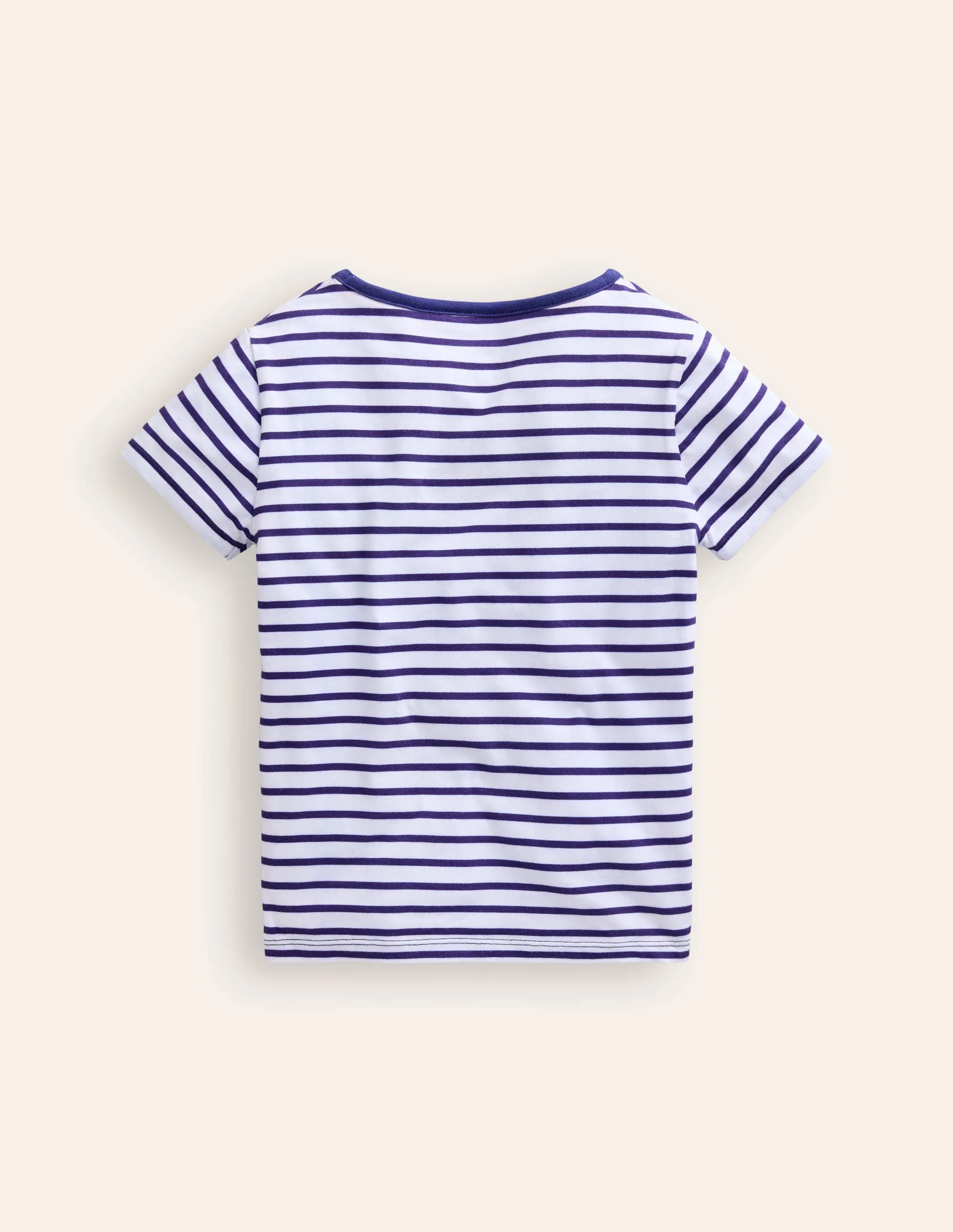 Short Sleeve Appliqué T-shirt-Ivory/ Starboard Stripe Boat