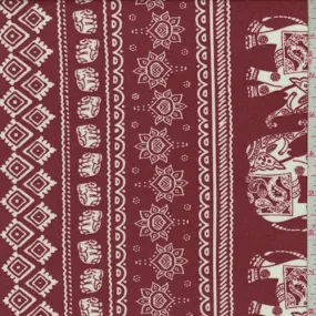 Sienna/White Elephant Stripe Double Brushed Jersey Knit Fabric