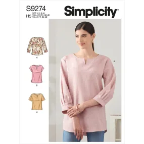 Simplicity Sewing Pattern S9274 Misses' Tops In Two Lengths