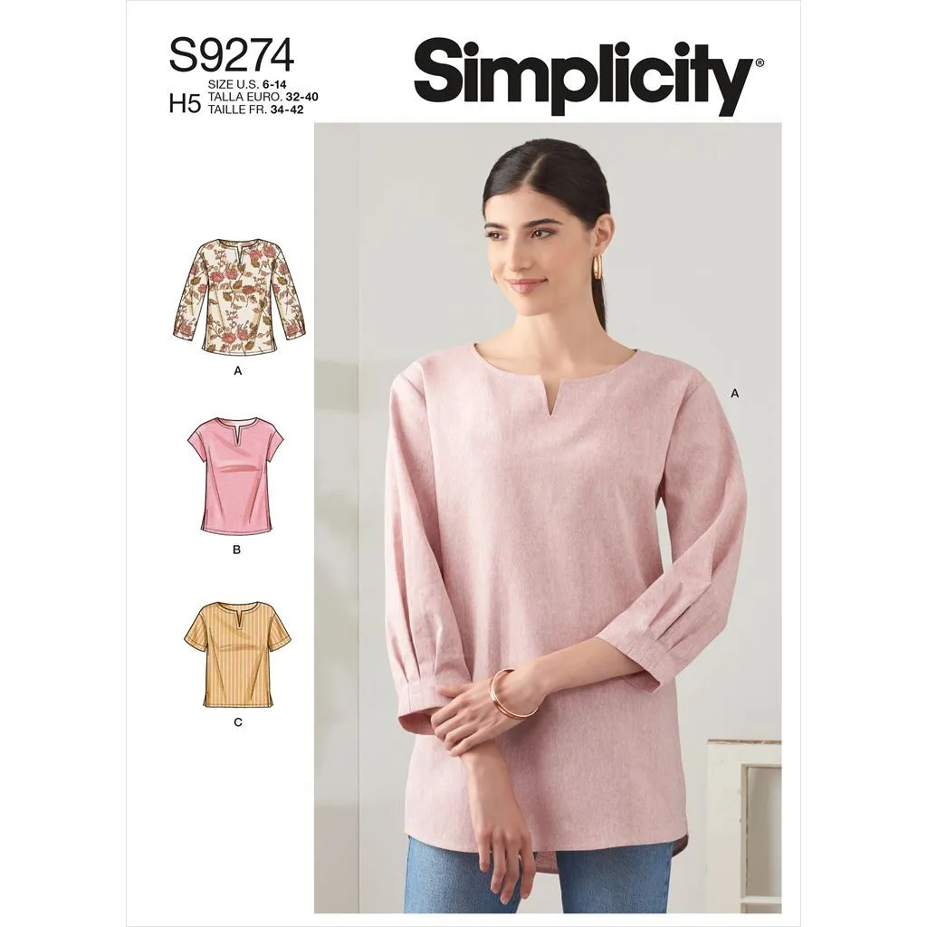 Simplicity Sewing Pattern S9274 Misses' Tops In Two Lengths
