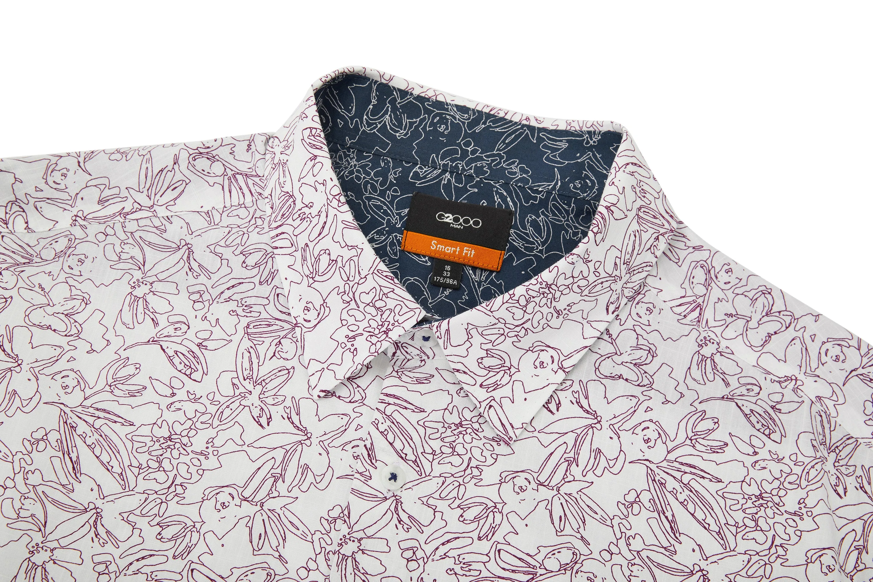 Slub Wrinkle Free Printed Casual Shirt