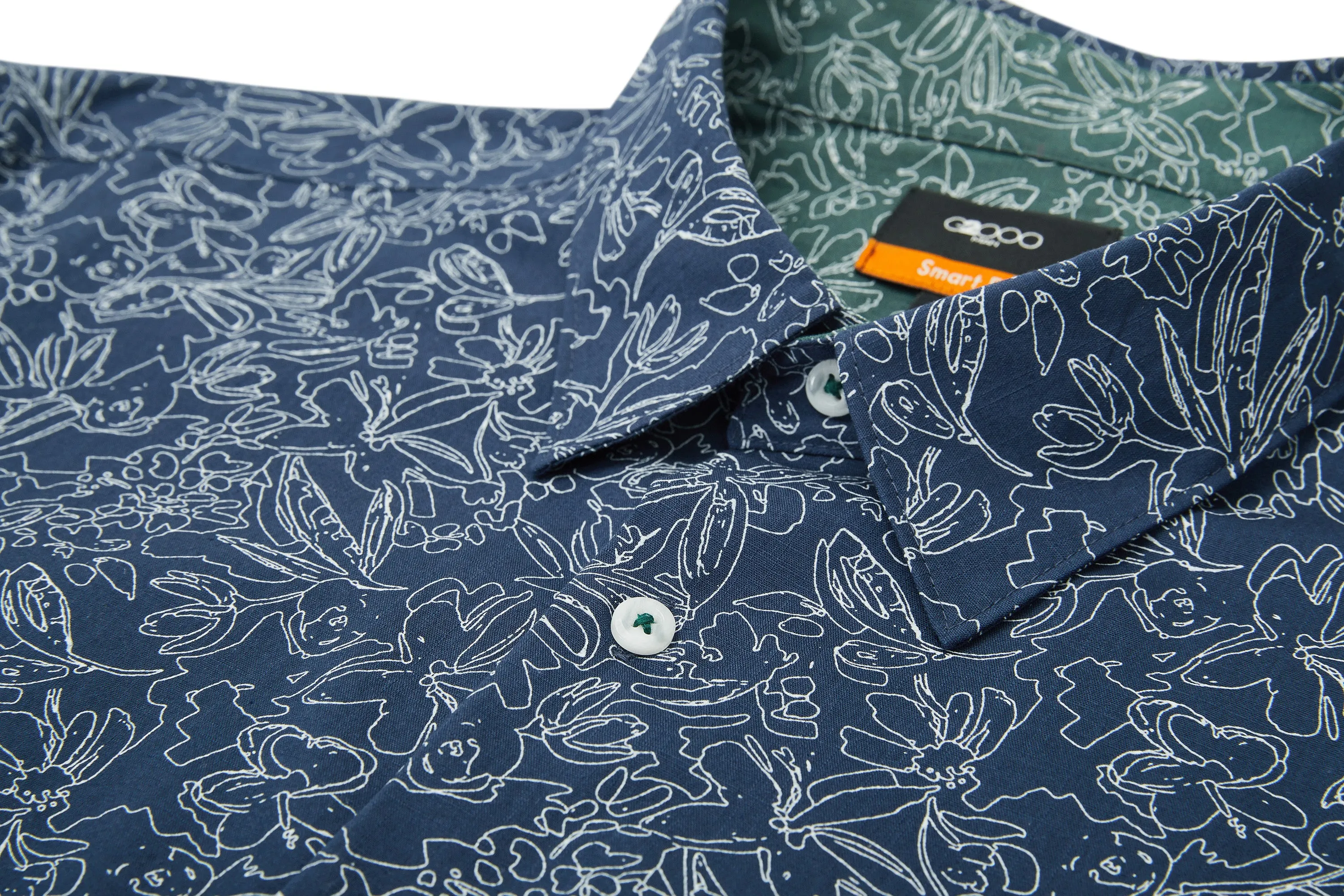 Slub Wrinkle Free Printed Casual Shirt
