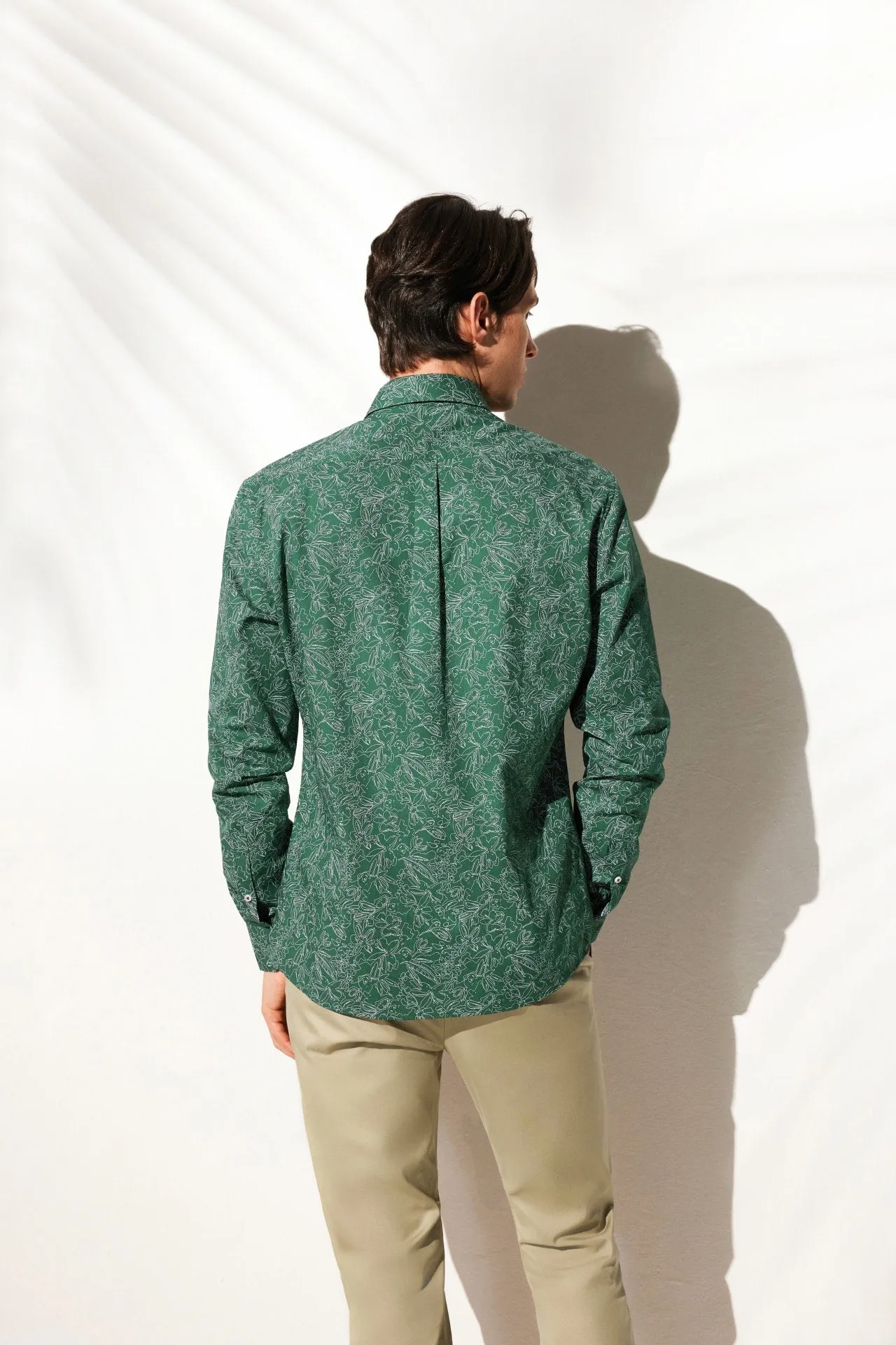 Slub Wrinkle Free Printed Casual Shirt