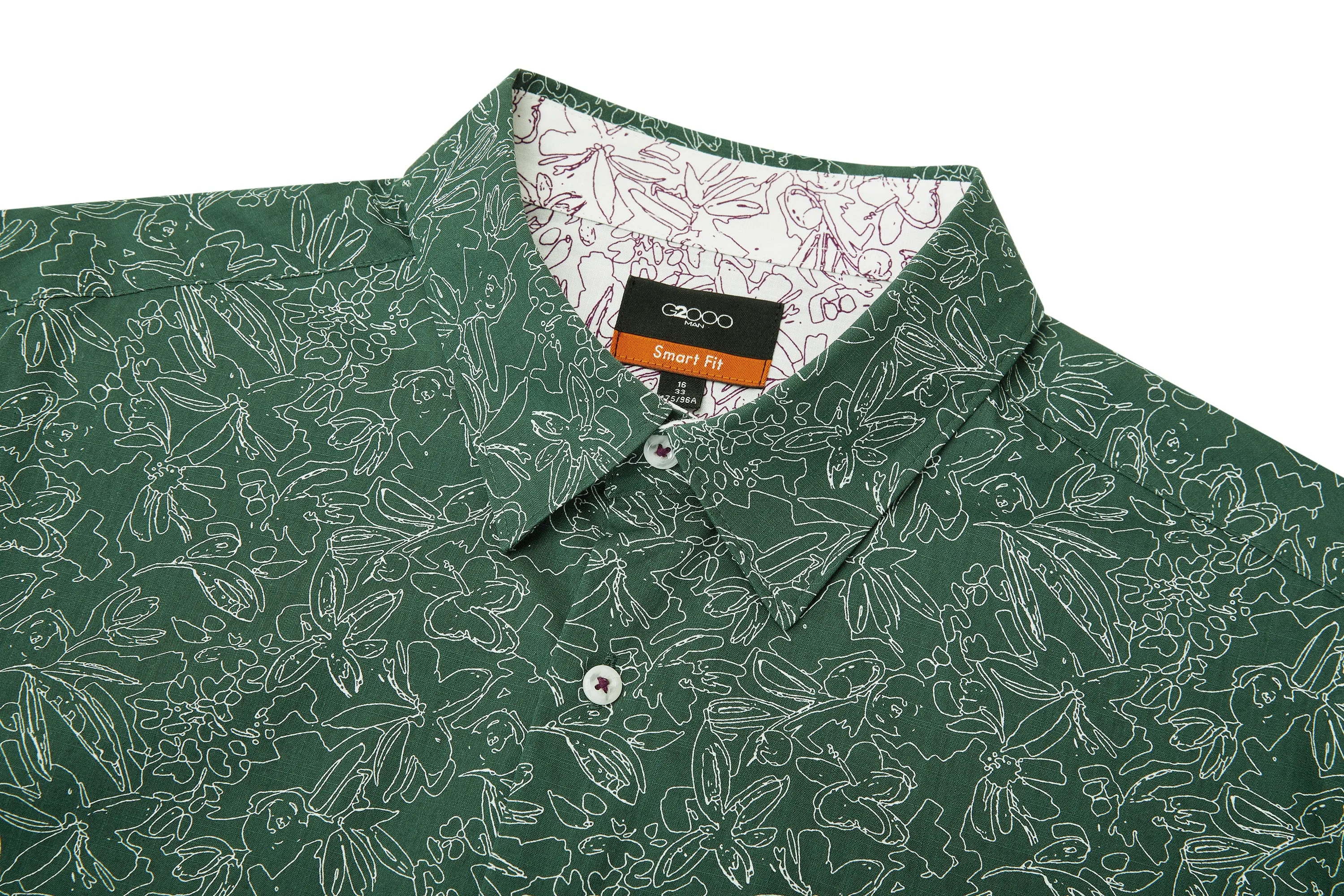 Slub Wrinkle Free Printed Casual Shirt