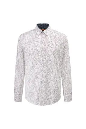 Slub Wrinkle Free Printed Casual Shirt