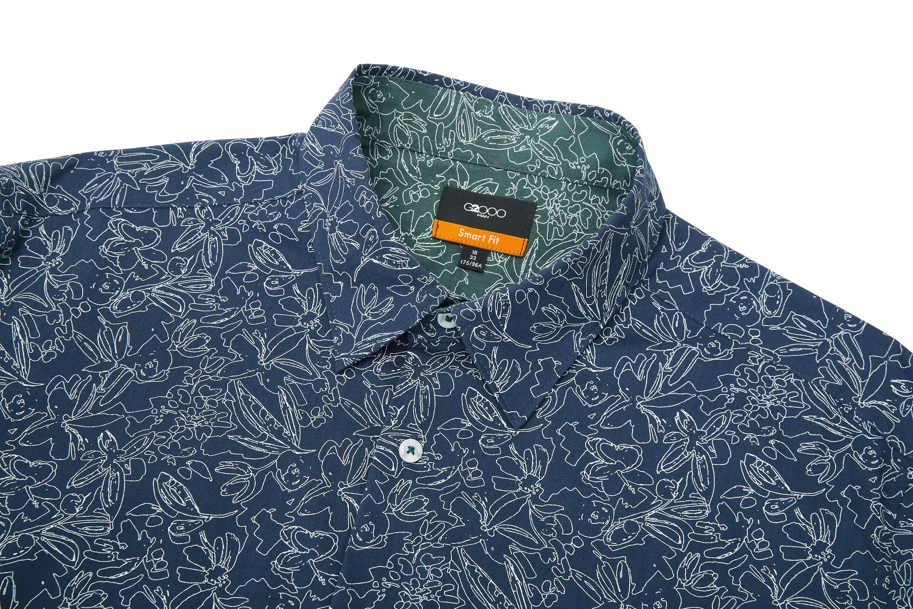 Slub Wrinkle Free Printed Casual Shirt