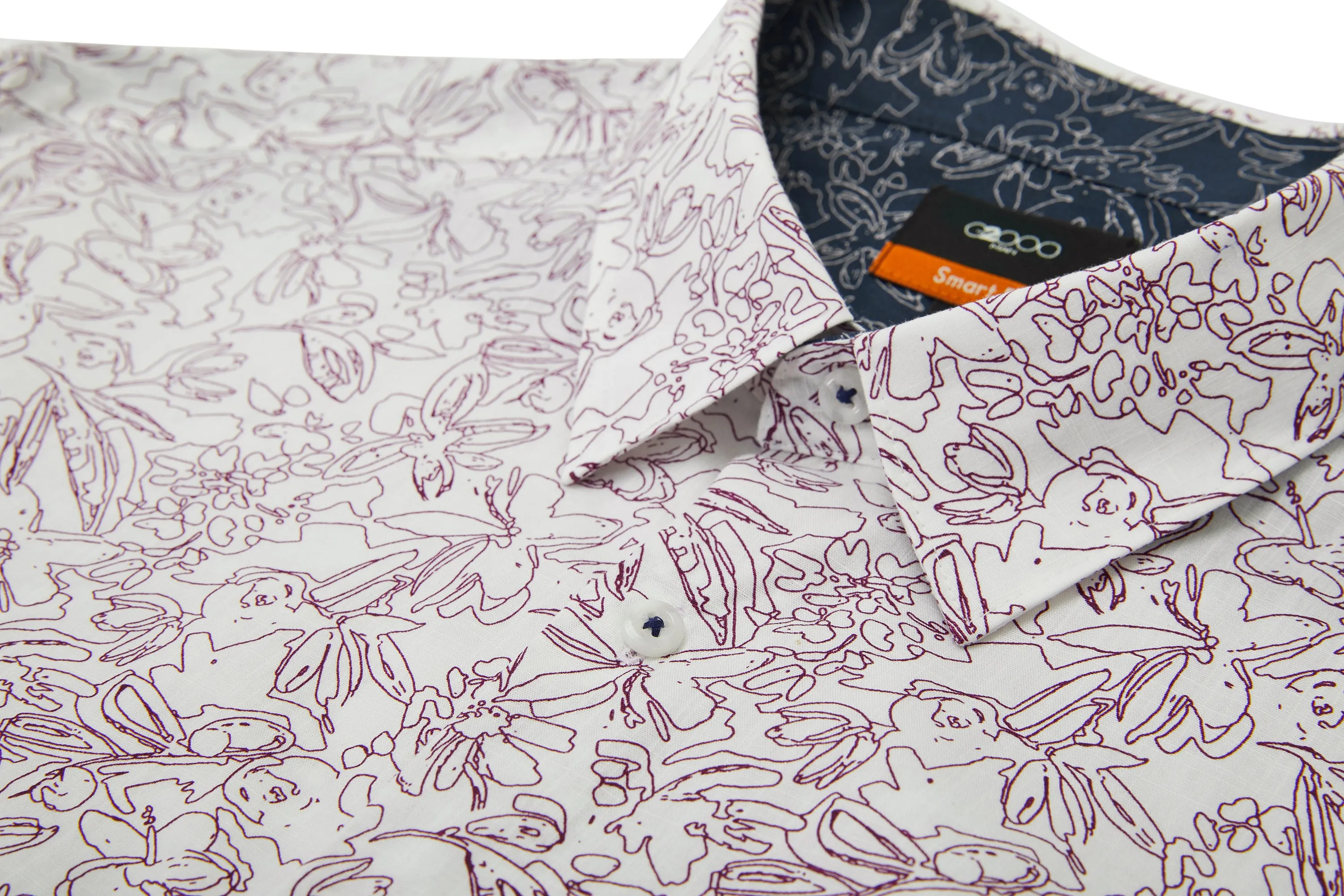 Slub Wrinkle Free Printed Casual Shirt