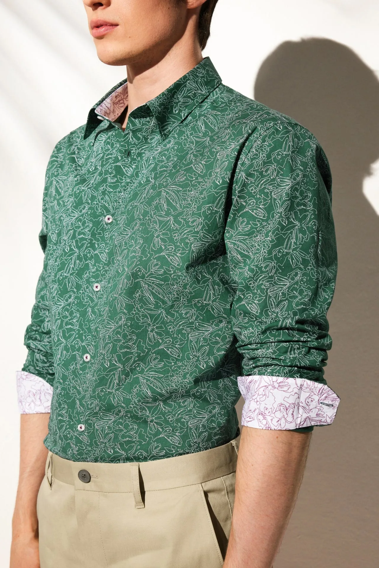 Slub Wrinkle Free Printed Casual Shirt