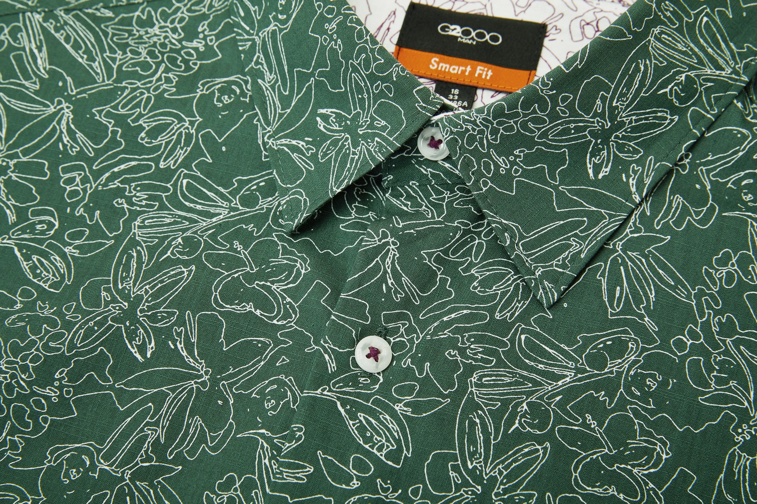 Slub Wrinkle Free Printed Casual Shirt
