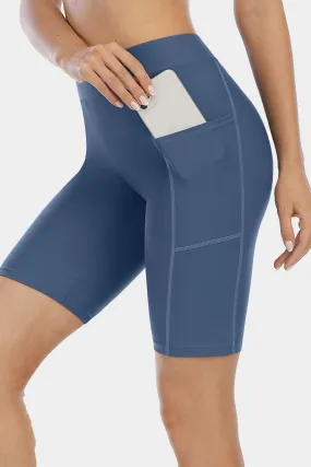Solid High Waist Pocket Swim Shorts