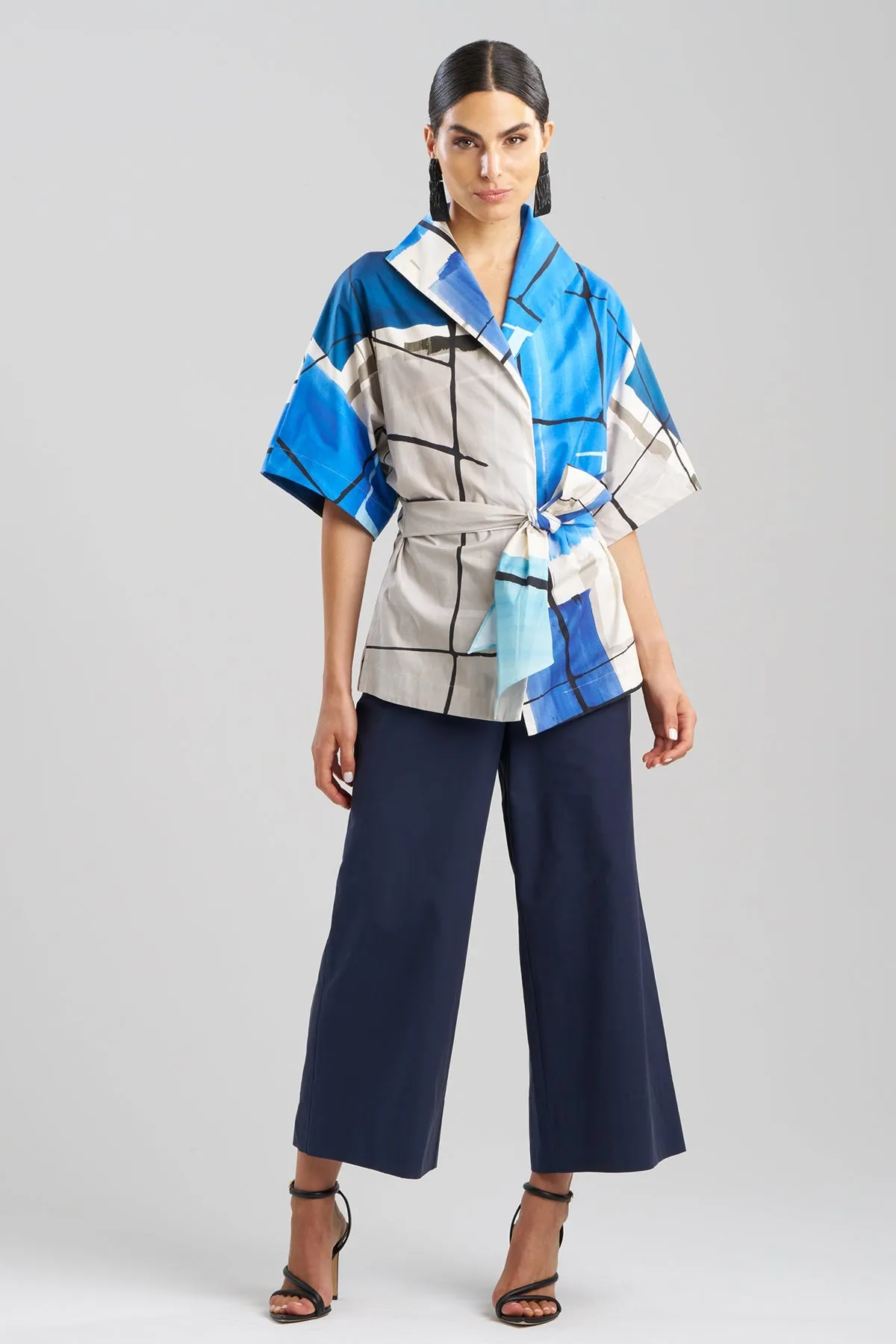 Sorairo Printed Cotton Poplin Wrap Top