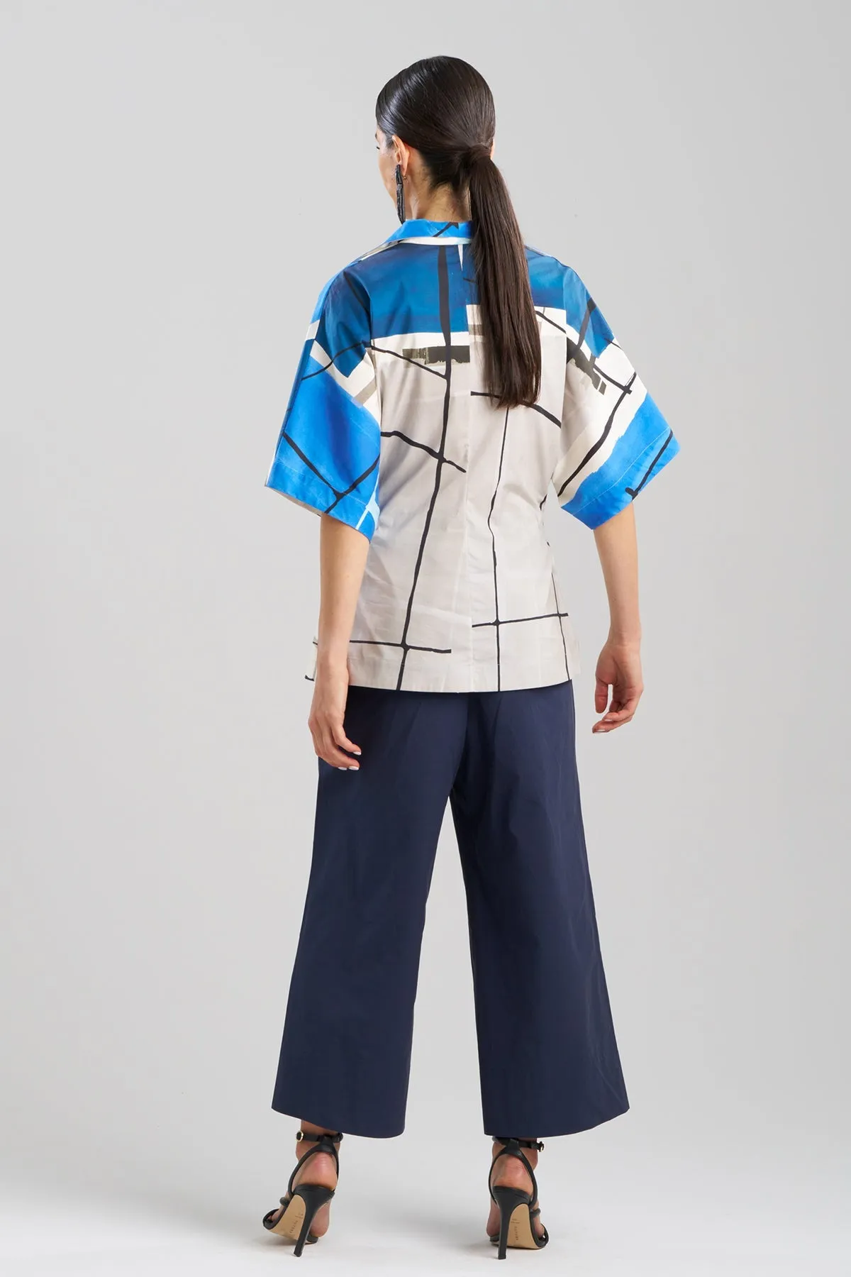 Sorairo Printed Cotton Poplin Wrap Top