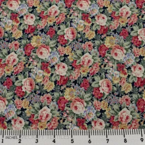 Teal Meadow Floral Cotton Print