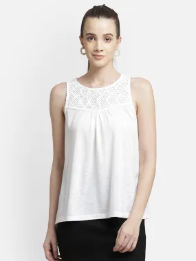 Textured White Empire Top
