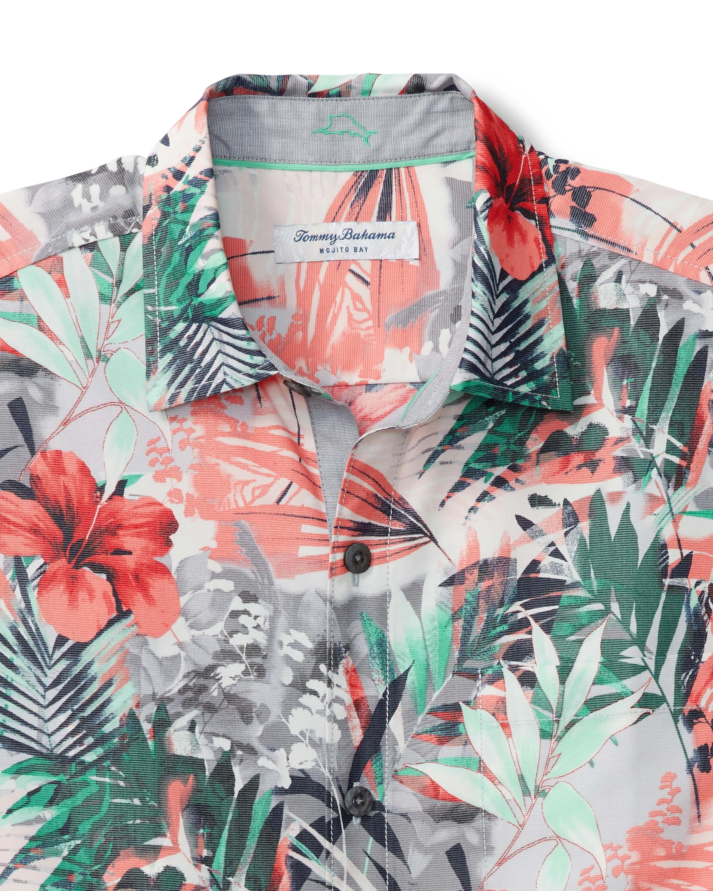 Tommy Bahama Mojito Bay Electric Blooms IslandZone® Short-Sleeve Shirt | Summer Grey