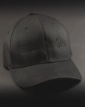 Trust No One Structured Curved Bill Flexfit Hat - Black on Black