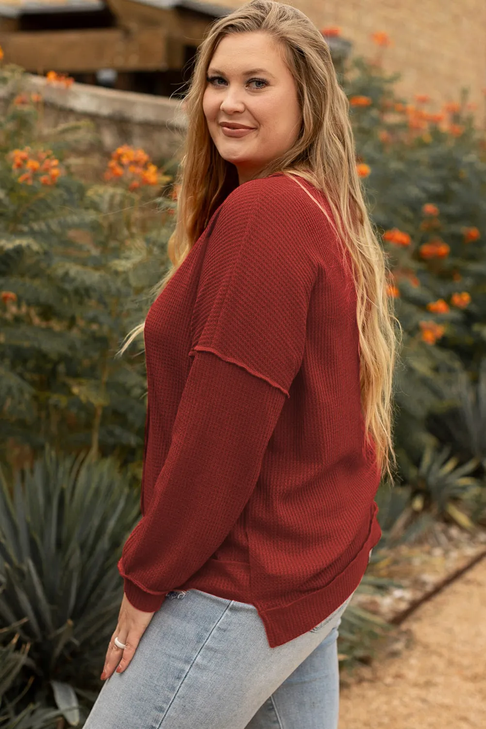 Waffle Knit Plus Size Top